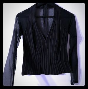 Black sheer corset style long sleeve shirt